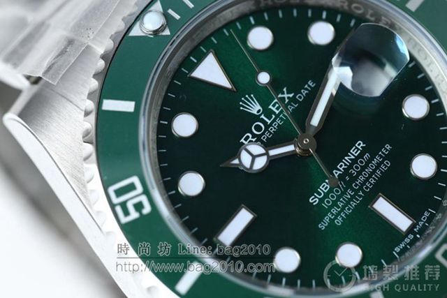 勞力士手錶 Rolex潛艇潛航者系列116610 綠水鬼綠鬼v8版 Rolex自動機械男表 冰藍色超亮夜光 超強防水  hds1381